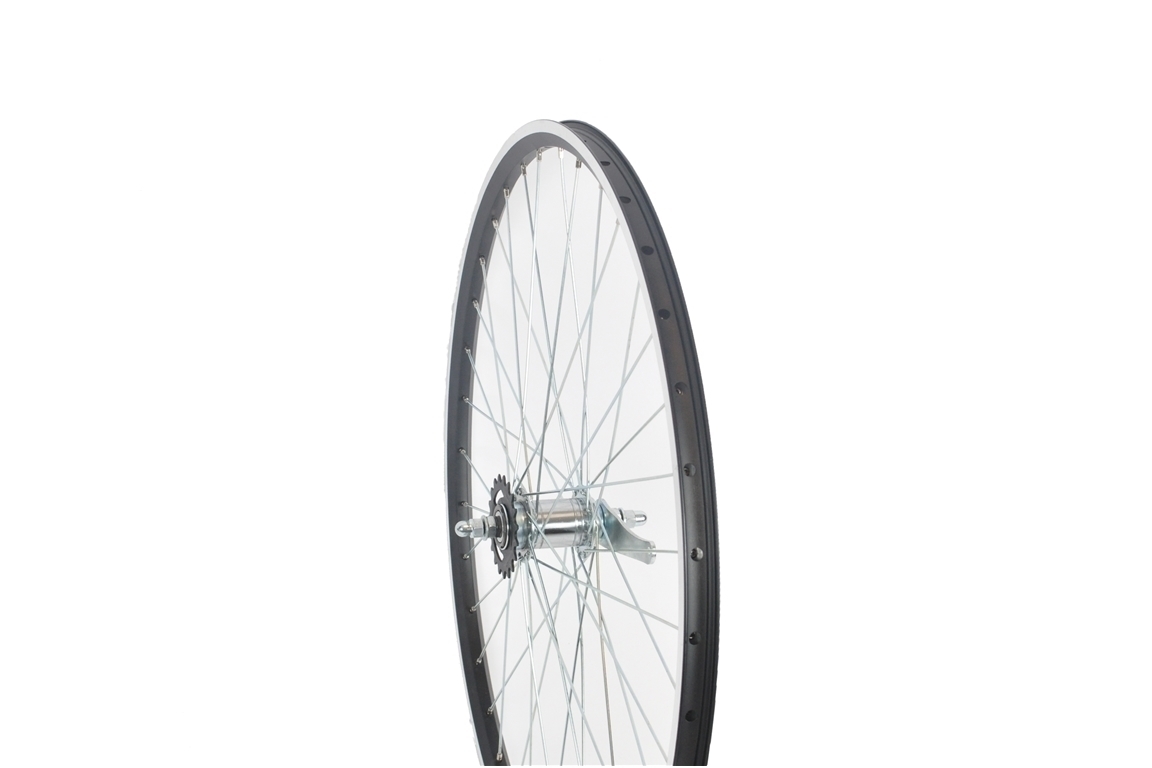 Achterwiel 28 INCH Remnaaf Dubbel/Hoog Zwart-Grijs Chroom spaken *Urban/Roma*