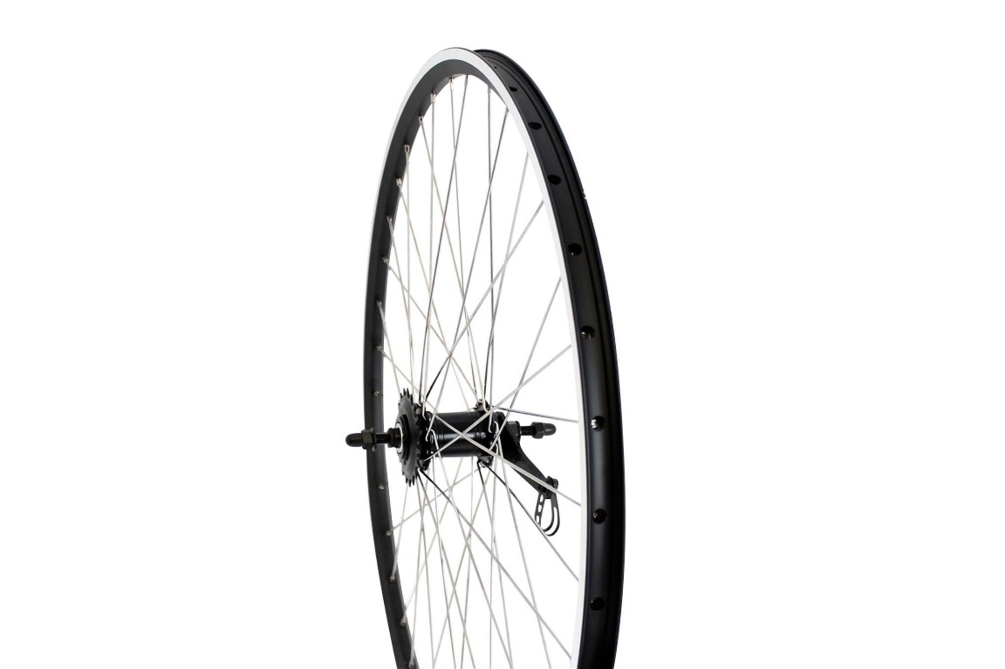 Achterwiel 28 INCH Remnaafwiel Dubbel velg Zwart (Chroom spaken) *Classic*