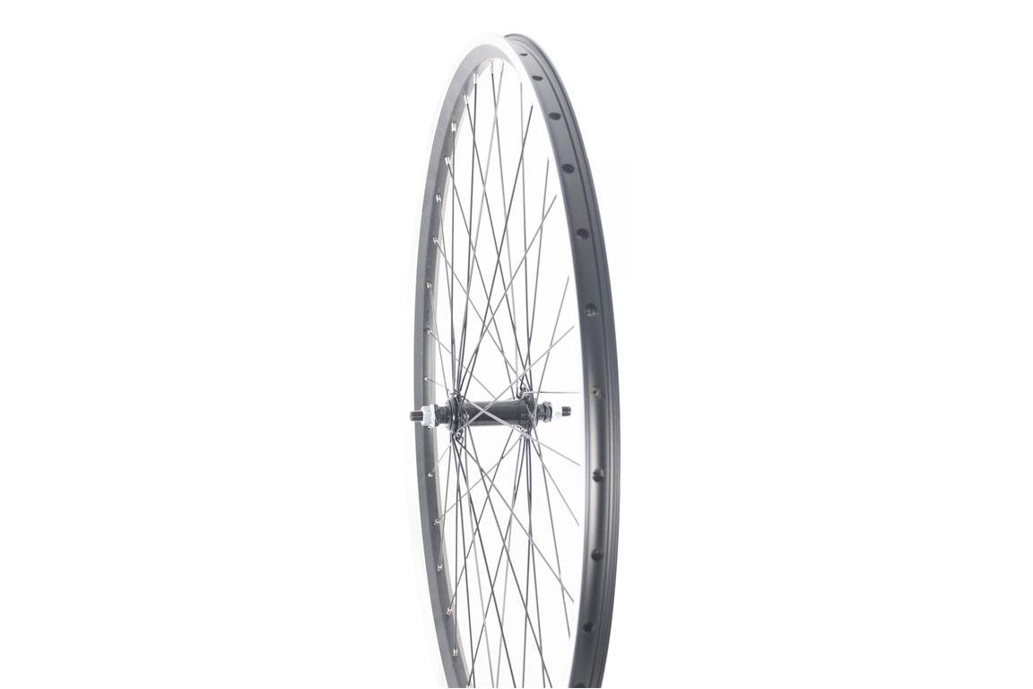 Voorwiel 28 INCH Dubbelvelg Zwart/Grijs (zwart spaken) *Metro/Verona/Travel*
